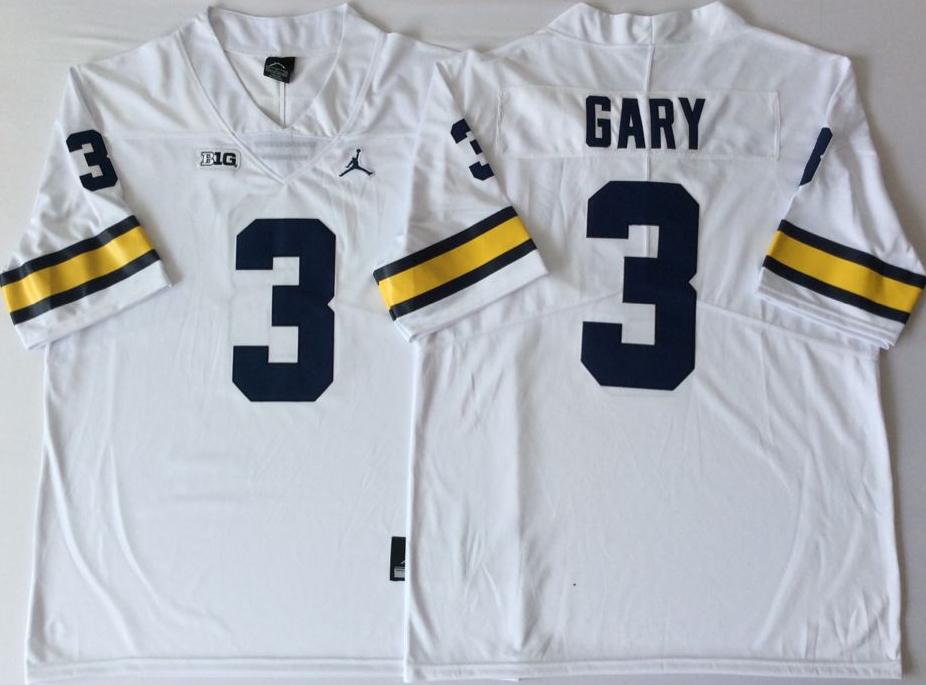 Men's Michigan Wolverines Rashan Gary #3 White Alumni Jersey